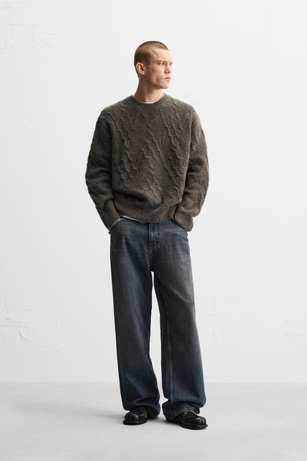 ZARA СВИТЕР, СЕРО-КОРИЧНЕВЫЙ