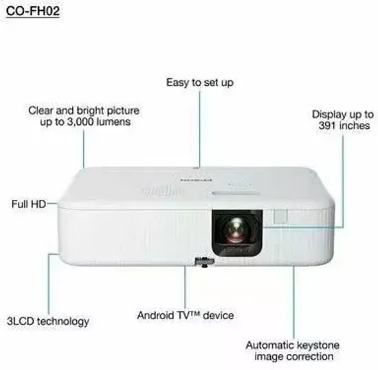 Проектор Epson CO-FH02 3LCD 3000Lm (1920x1080) 16000:1 ресурс лампы:6000часов 1xUSB typeA 1xUSB typeB 2xHDMI 2.5кг