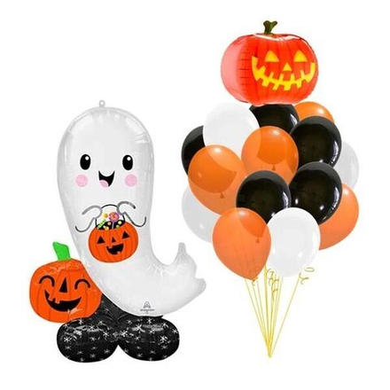 Композиция из шаров Привидение с тыковкой