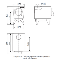 Печь отопительно-варочная TMF Ле Бурже антрацит размеры габариты