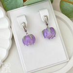 LEFIREL' Серьги серебряные женские "Лавия" с цветами из муранского стекла / ювелирные украшения из родированного серебра 925