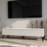 Тумба под телевизор на ножках ROYAL 5021 эко (Белый-Черный)