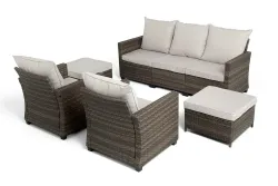 "Бостон" лаунж-зона из искусственного ротанга, цвет серый