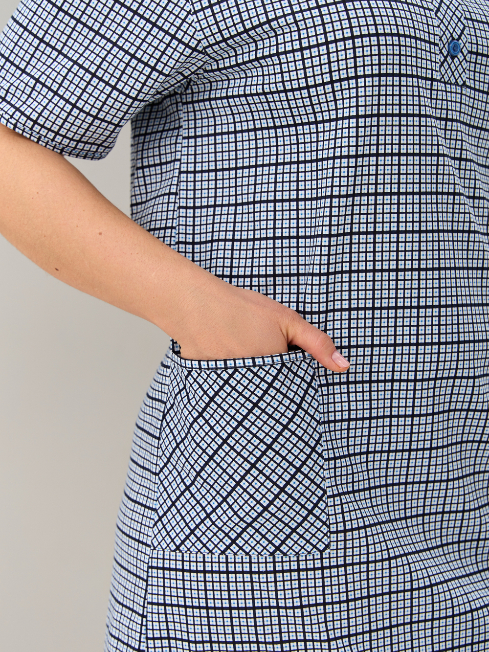 Туника Т-012/клеточкасиний-голубая