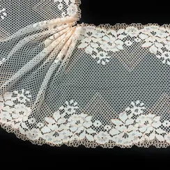 Кружево эластичное персик/белое 23 см, Китай