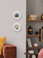 Картина на натуральном холсте в круглой деревянной раме "Цветы прованса", диаметр 27 см