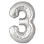 Шар фольгированный Цифра 3 101 см (Серебряный)