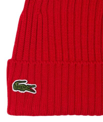 Czapka zimowa Lacoste Unisex Ribbed Wool Beanie - красный