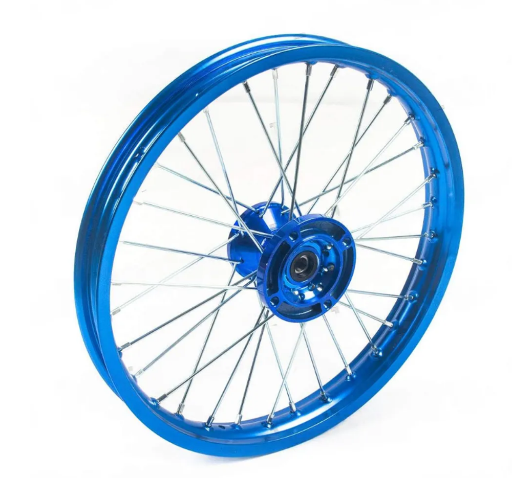 Обод передний 17" (1,60-R17 d=15mm) CNC ступица, алюминий/синий X-TECH