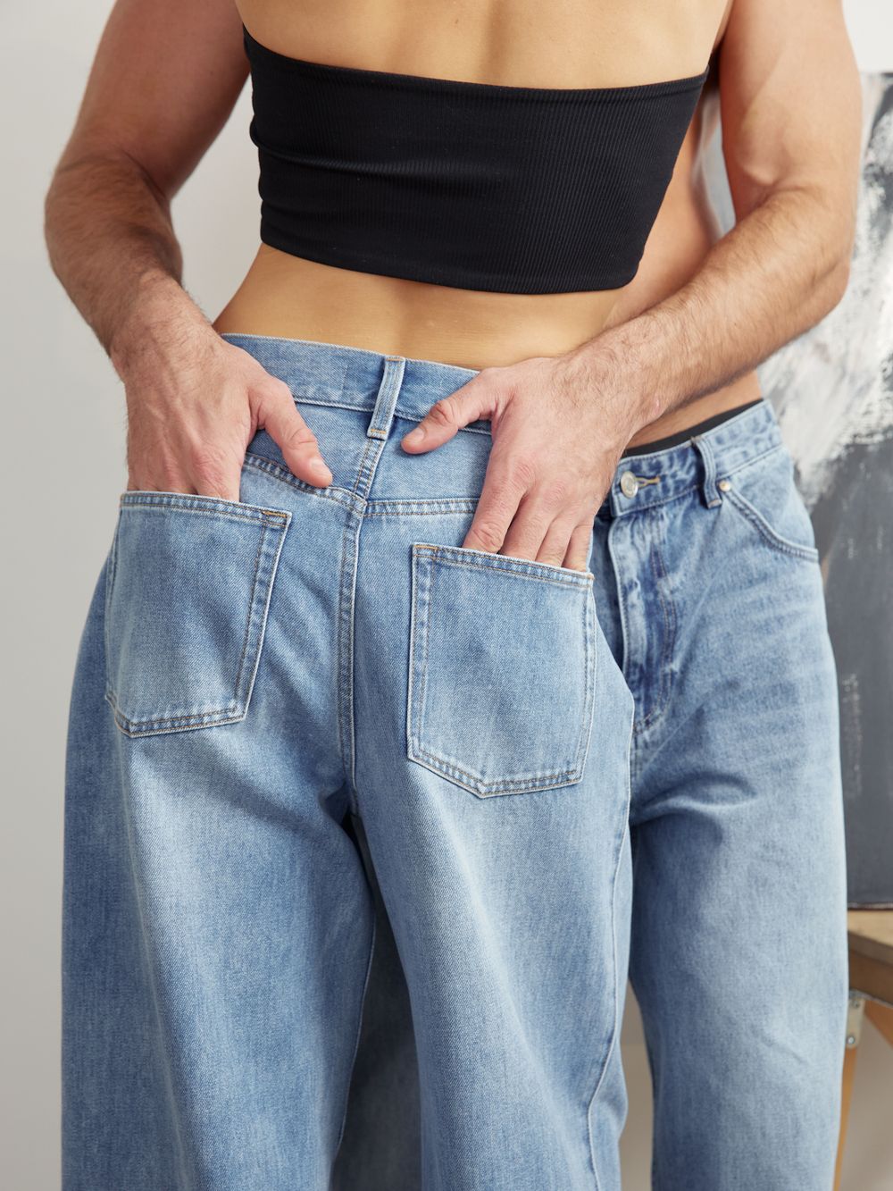 PERFECT JEANS С ЗАЩИПАМИ BLUE