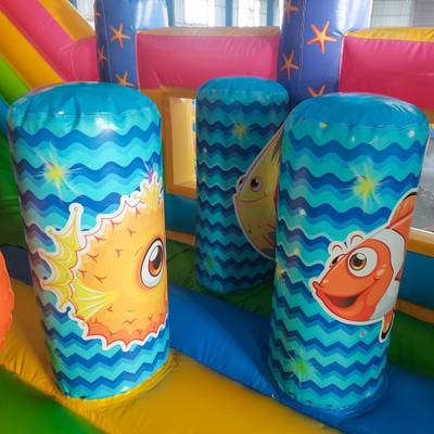 Коммерческий надувной батут с горкой «В гостях у моря», 8*4*5 м