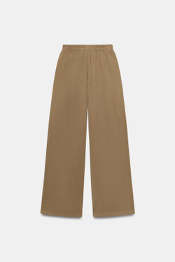 ZARA ШИРОКИЕ БРЮКИ С ЭФФЕКТОМ ПОТЕРТОСТИ, СЕРО-КОРИЧНЕВЫЙ