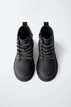 ZARA БОТИНКИ СО ШНУРОВКОЙ, ЧЕРНЫЙ