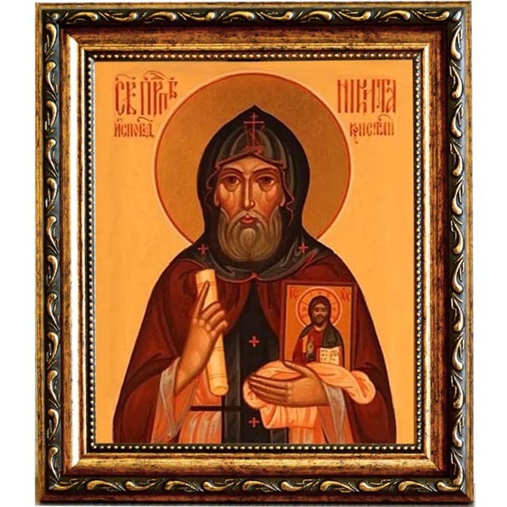 Никита Константинопольский преподобный исповедник. Икона на холсте.