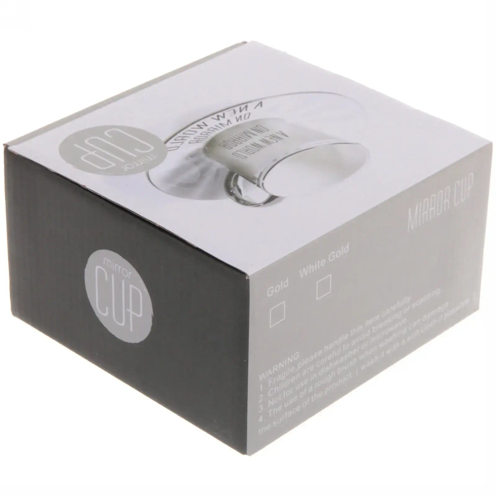 Кофейная пара (зеркальная кружка 90мл+блюдце) анаморфный дизайн «Тюльпаны»