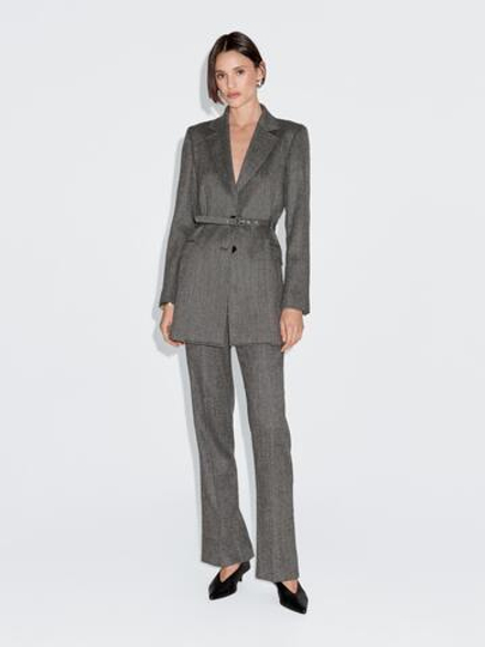Massimo Dutti Брюки из шерстяной смеси с крапинками, серый