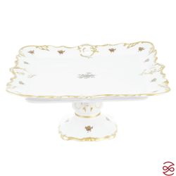 Блюдо квадратное на ножке Queen's Crown Золотая роза 32*32 см