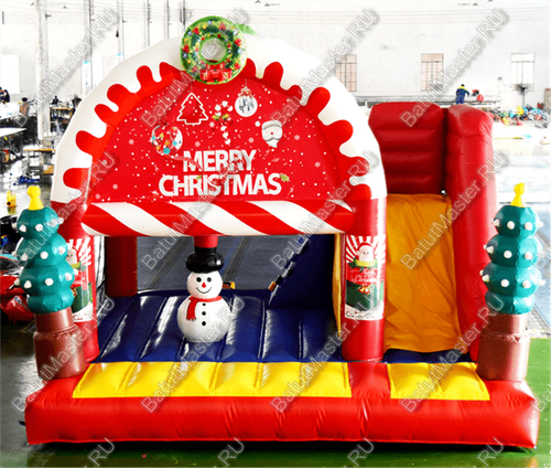Коммерческий надувной батут "Рождественский" с крышей