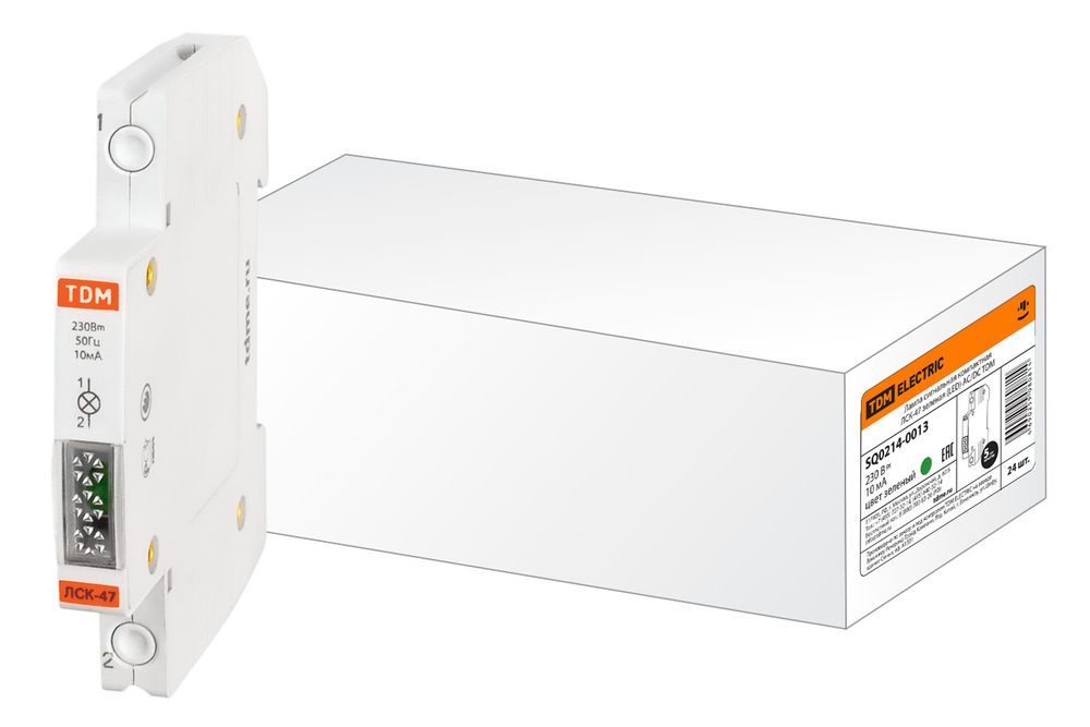 Лампа сигнальная компактная ЛСК-47 зеленая (LED) AC/DC TDM SQ0214-0013