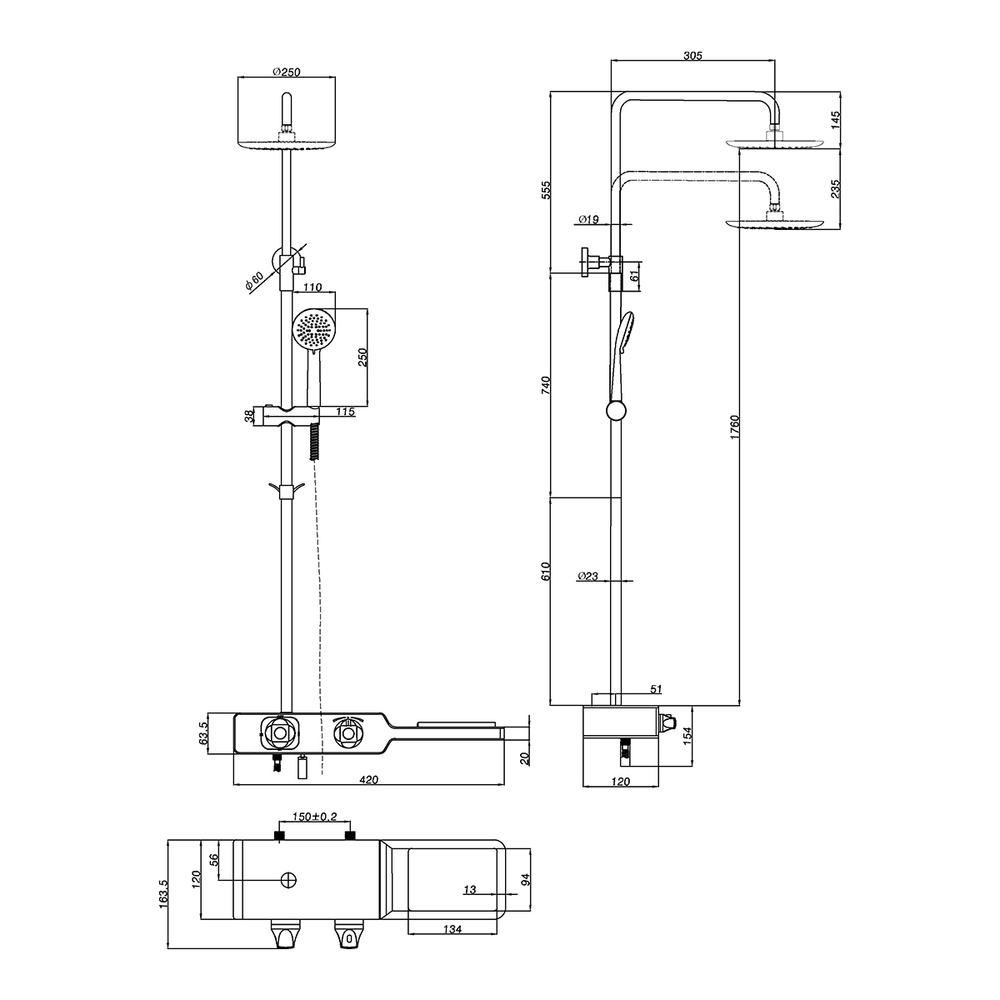 Смеситель Lemark Tropic LM7009С для ванны и душа, термостатический