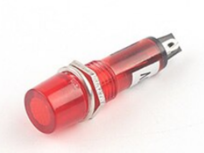 Светодиод красный 12В с держателем под гайку.