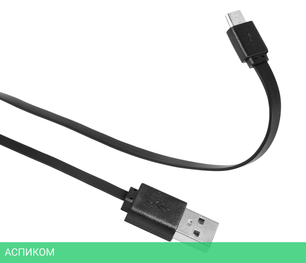 Кабель SunWind USB (m)-micro USB (m) плоский 1м черный