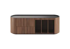 Тумба Lagom под ТВ 2 ящика 3 ниши ширина 140 см (орех, черный)