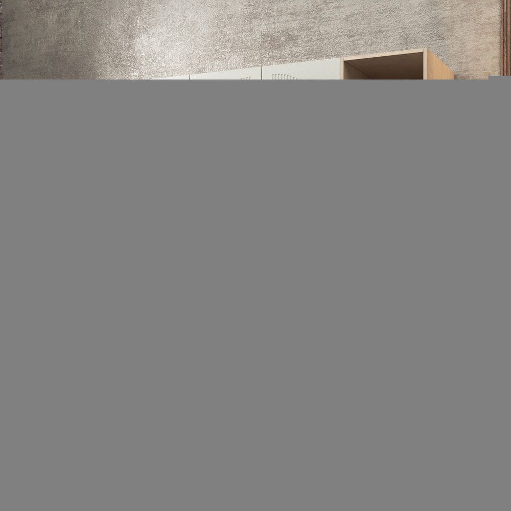 Шкаф Агератум МДФ четырехсекционный с стеллажом Лайн керамика (0,27) А10032 матовая - Дуб Сонома 3025  260*60*220