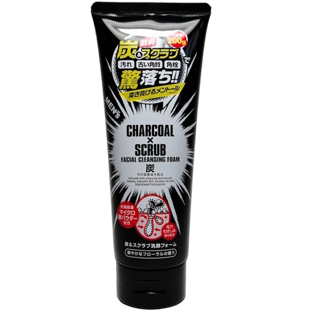 Мужская очищающая угольная пена-скраб для умывания