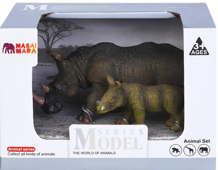 Игровой набор Masai Mara Мир диких животных: семья носорогов