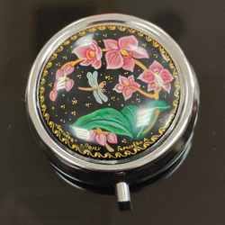 Сувенирный контейнер для хранения мелочей с ручной росписью Палех "Орхидея"