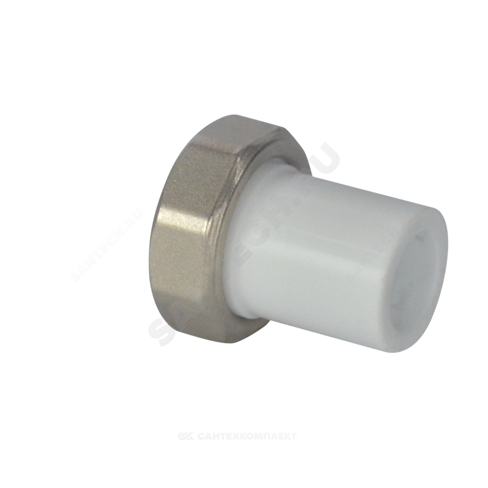 Штуцер PP-R комбинированный белый Дн 25х1" с накидной гайкой VALFEX 10135025
