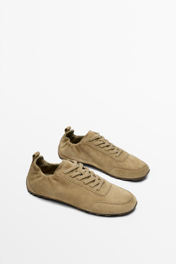 Massimo Dutti Кроссовки из мягкой кожи, верблюжий