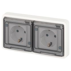 Розетка ЭРА Эксперт 11-2523-01 2х2P+E гориз. IP55, 16A-250В, СУ, белый | Эра Эксперт