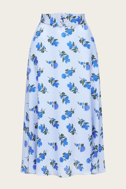 Голубая юбка-миди с цветочным принтом "Фелиция"