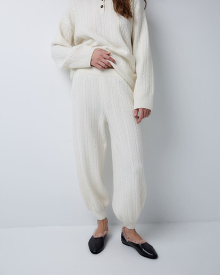 Брюки из смесового кашемира молочный