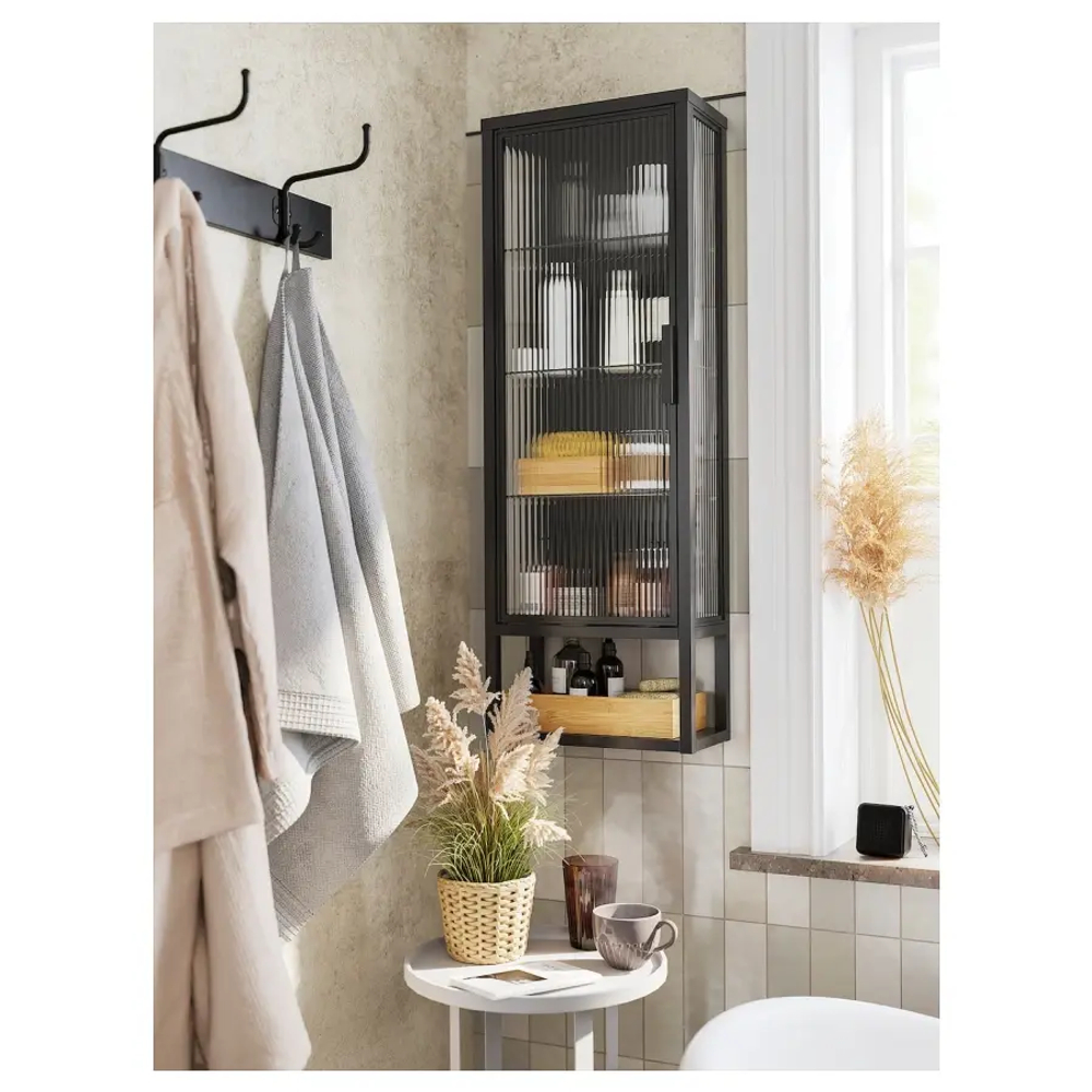 Навесной шкаф - MOSSJÖN / MOSSJОN IKEA/ МОССДЖОН  ИКЕА, 36x18x102 см, черный
