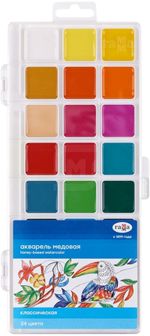 Краски акварельные ГАММА "Оранжевое солнце", 24 цвета, без кисти, пластиковая коробка, европодвес, 212084