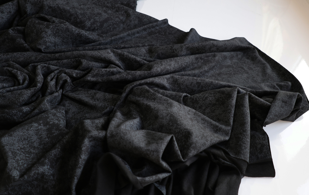 ЧЕРНЫЙ - Футер 2х-нитка ВИНТАЖ с лайкрой, компакт пенье (КРВ624 Маша)