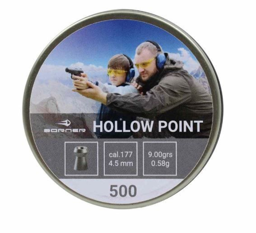 Пули Borner "Hollow Point", кал. 4,5 (400 шт.) 0,58гр.
