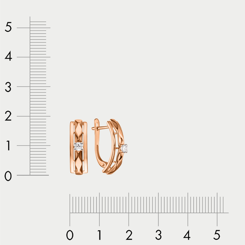 Серьги женские с фианитами из красного золота 585 пробы (арт. 027572-1102)