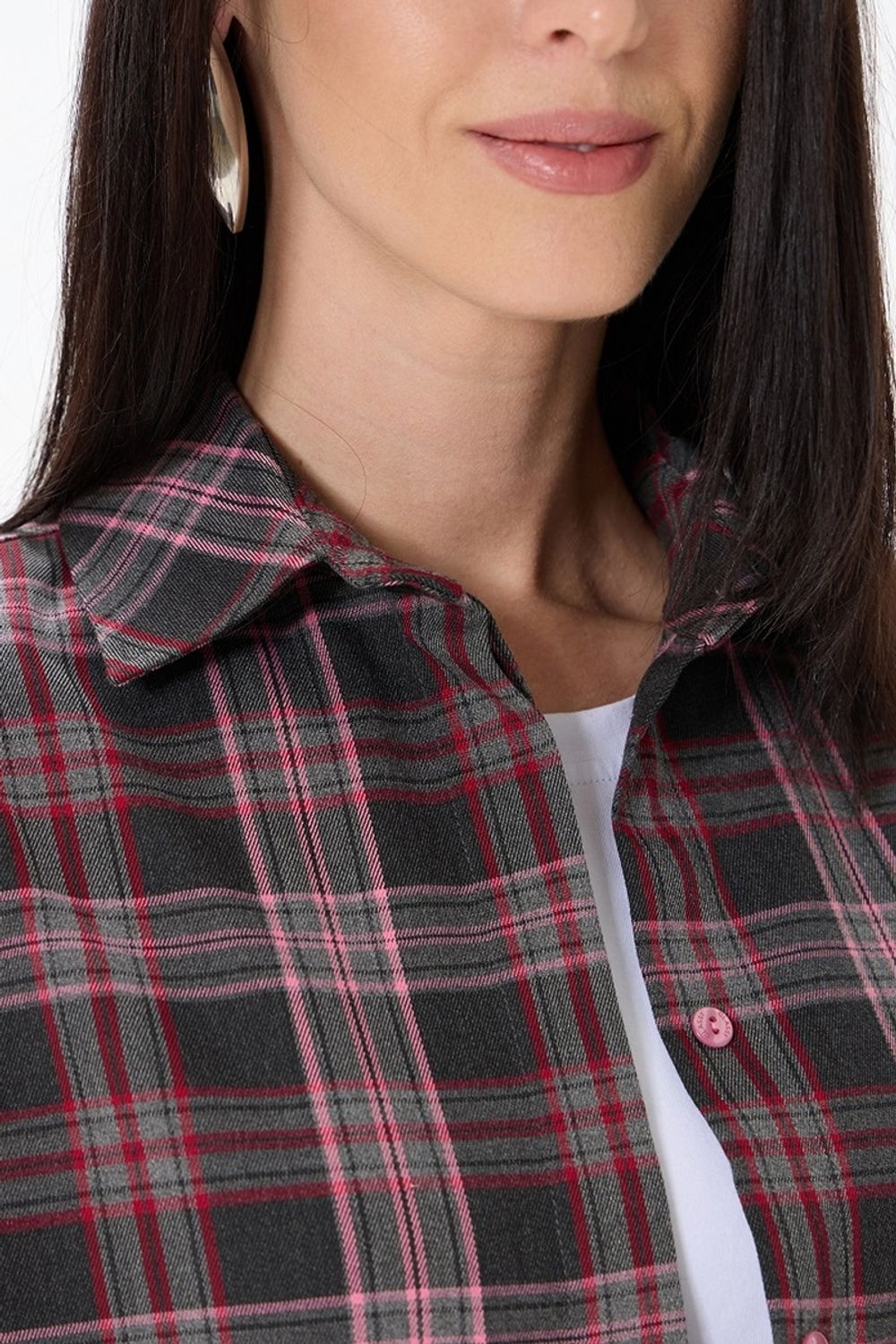 Рубашка Хельсинки удлиненная серая клетка
