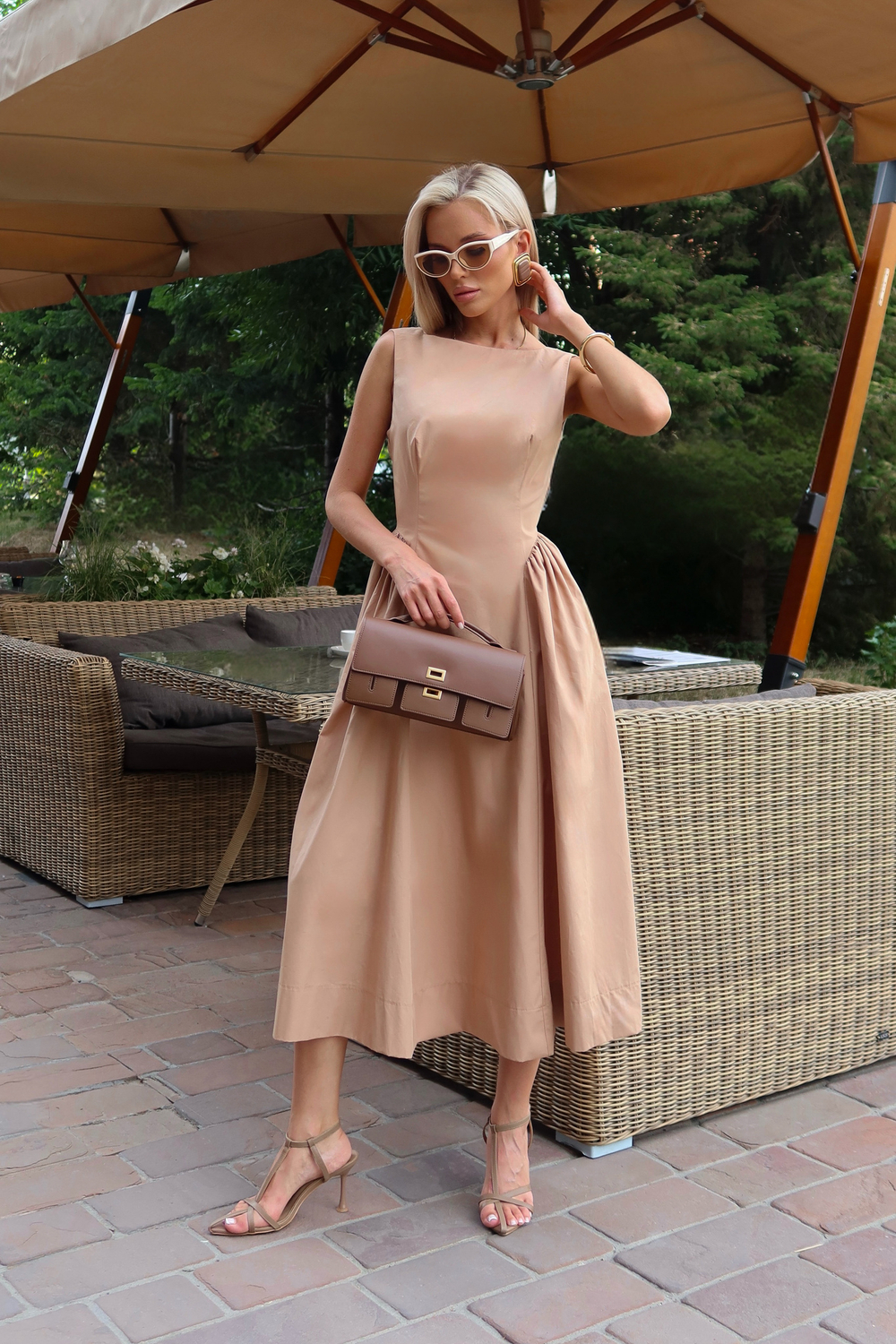 Платье корсетное из хлопка в длине миди