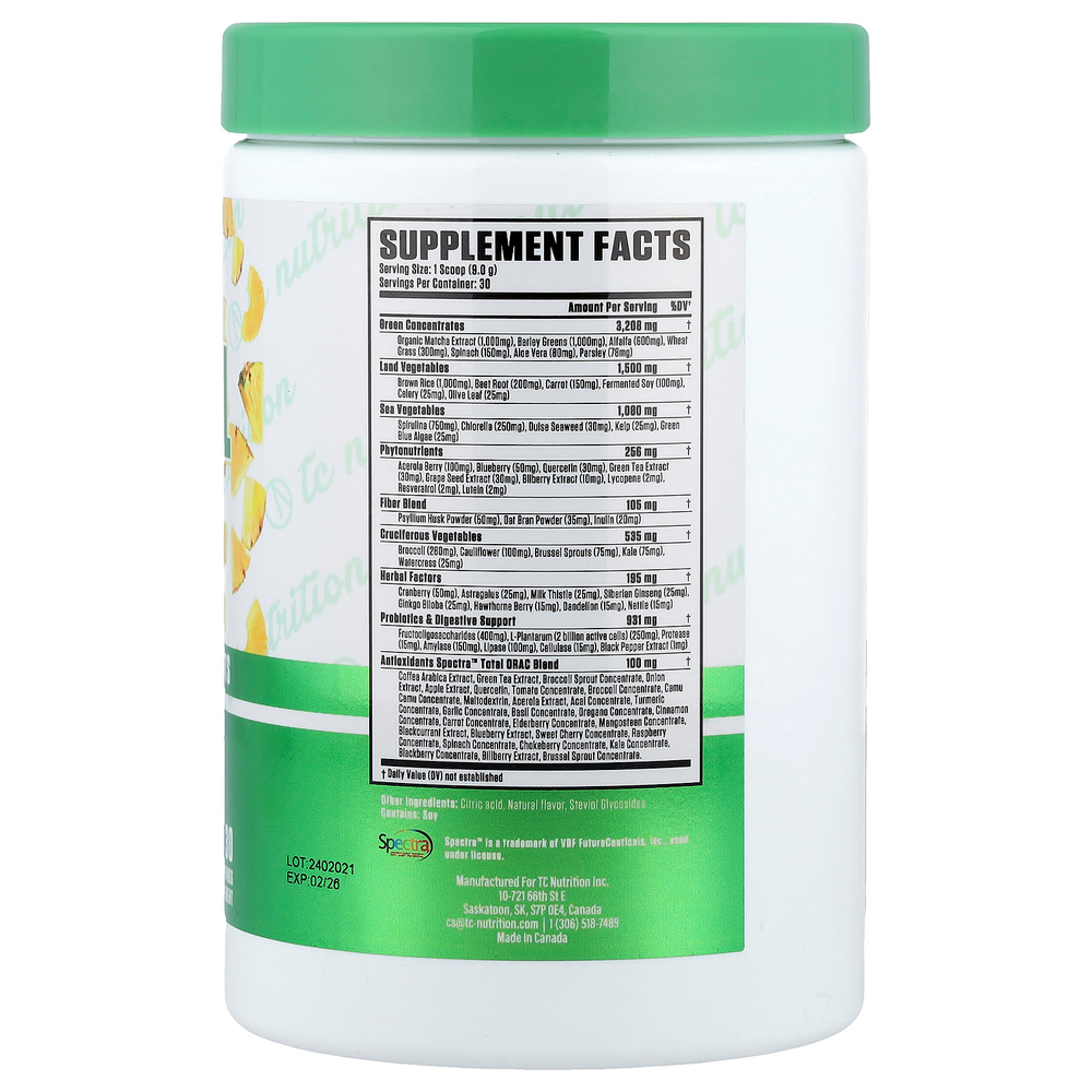 TC Nutrition, Essential Series, незаменимая зелень с фитонутриентами и антиоксидантами, ананасовый рай, 271 г (9,56 унции)