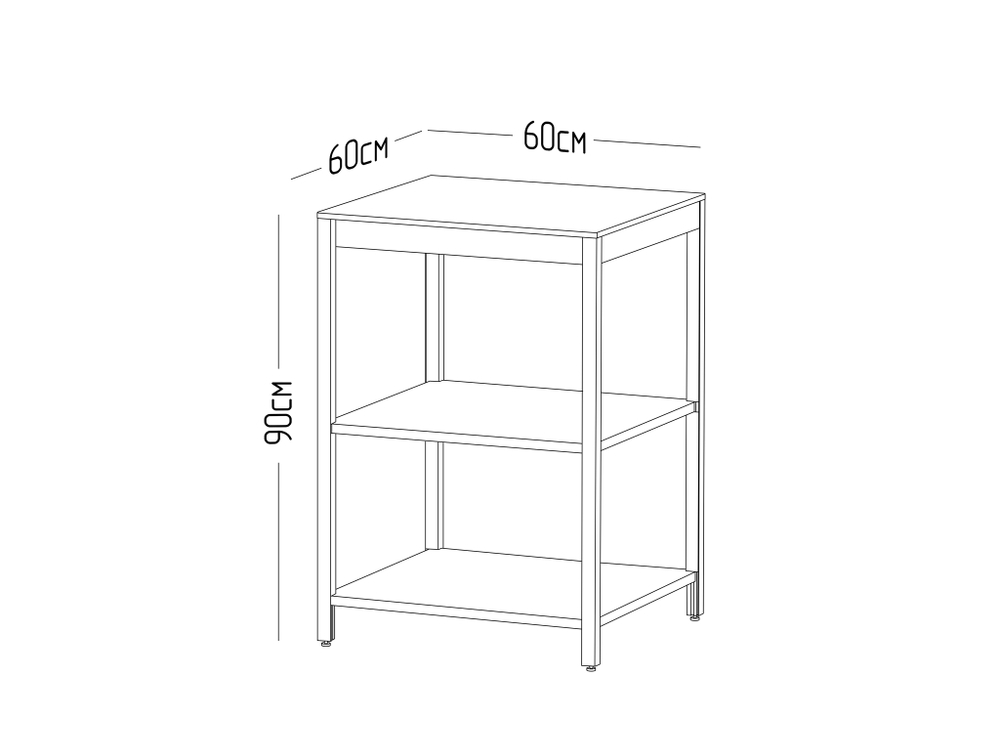 Cтол разделочный Lounge B-07, 60 см, черный/серый каспий