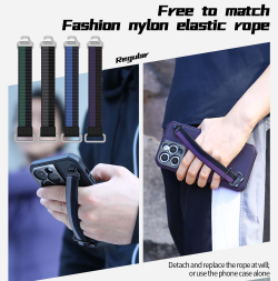Защитный чехол зеленого цвета от Nillkin с ремешком на руку для iPhone 14 Pro Max, серия Strap Case, металлическая рамка для линз камеры