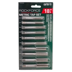 Набор метчиков метрический 10пр.(М6х1, М7х1, М8х1/1.25, М10х1/1.25/1.5, М12х1.25/1.5/1.75),в блистере RockForce##Rock FORCE RF-C010-1T