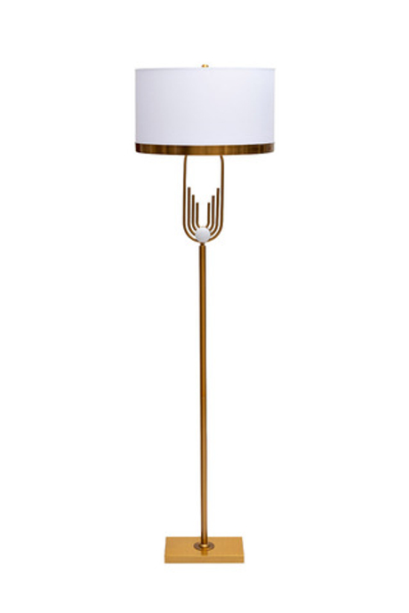 Торшер металлический h165см Garda Decor с белым плафоном стиль ар-деко