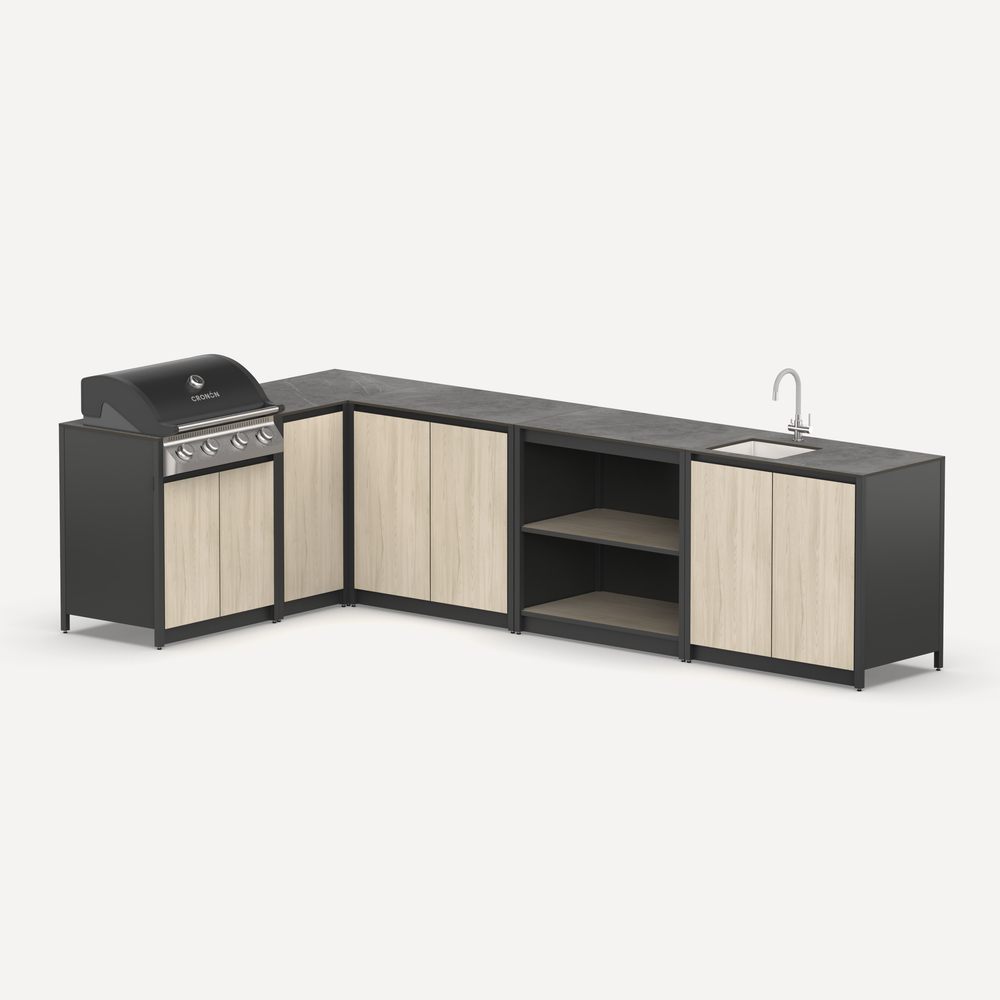 Угловой мангальный комплекс Lounge M-116SG, 3.3x1.8 м, дуб сонома/черный мрамор Угловой мангальный комплекс Lounge M-116SG, 3.3x1.8 м, дуб сонома/черный мрамор