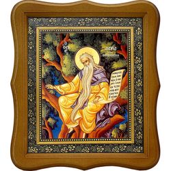 Давид Солунский (Фессалоникийский) Преподобный,  отшельник. Икона на холсте.